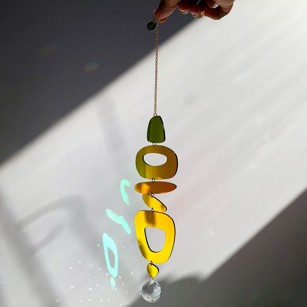 Shapes Lasercut Acrylic Suncatcher in Dark Iridescent By Akki